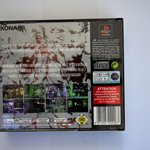 Metal Gear Solid PlayStation (PS1) German Edition like new, complete set
