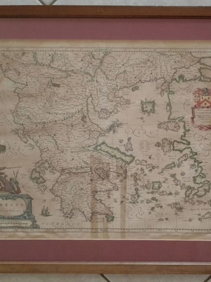 Graecia engraving by Joh. et Corn. Blaeu, 17th century map of Greece and Aegean