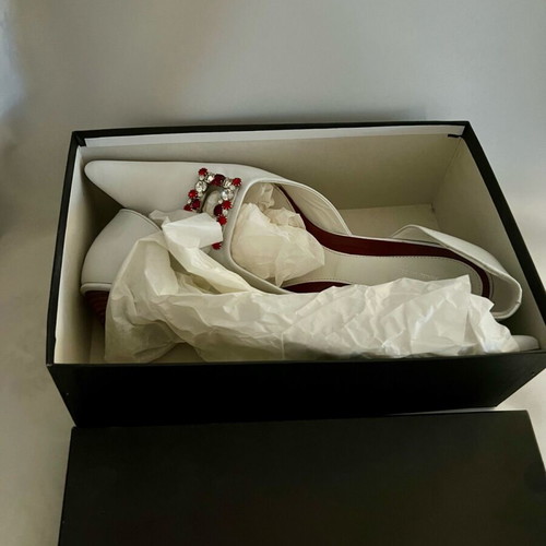 Vintage Andrea Lattanzi leather pumps white and red size 41 like new
