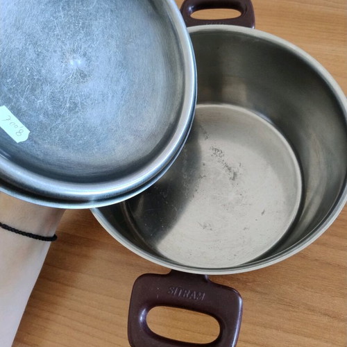 Sitram pot used, missing lid handle, diameter 21 cm, height 10 cm