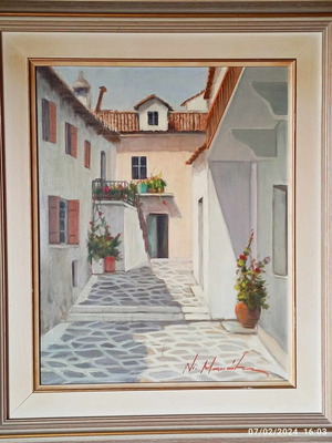 Nikos Maniatis oil painting used, landscape of Parga 60x70