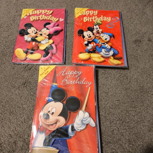 Musical birthday cards new, set of 5 with Mickey Mouse and Minnie