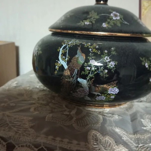 Vintage porcelain chocolate pot with handmade painting, like new