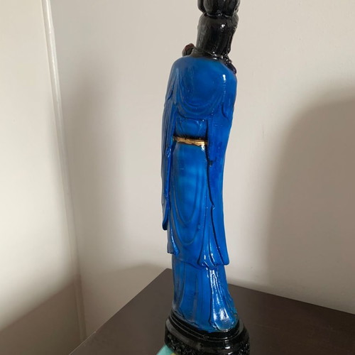Asian collectible geisha statue used, ceramic, hand-painted