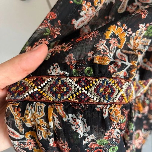 Zara Boho Flowy Maxi Dress like new, floral black multicolor