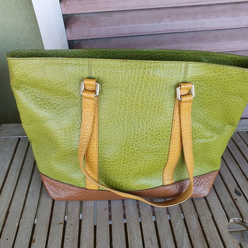 DKNY shoulder bag used, green and yellow