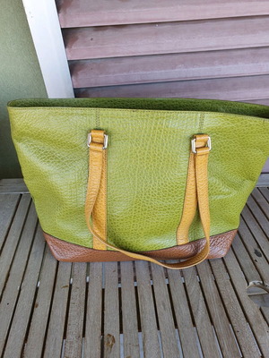 DKNY shoulder bag used, green and yellow