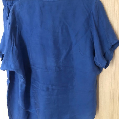 Philosophy set satin shirt and pants used, blue, sizes S/M and M