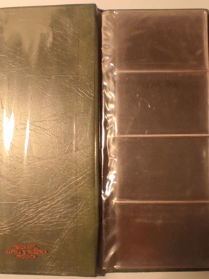 Card collection album used green leather for business cards