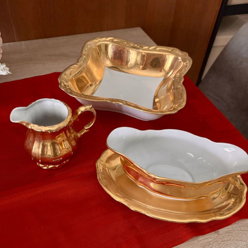 Bavarian porcelain set with gold accents, vintage