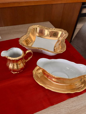 Bavarian porcelain set with gold accents, vintage