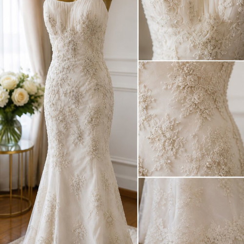 Demetrios Couture luxury ivory bridal gown size M 38 new