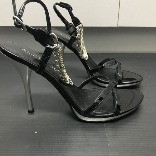 Aldo sandals black with silver details used, barely worn