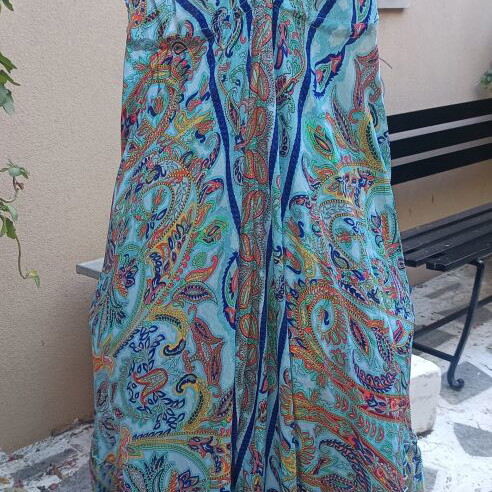 Boho long dress 100% silk backless new, one size