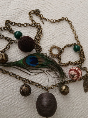 Vintage μακρύ boho κολιέ με charms καινούργιο, πολύχρωμο