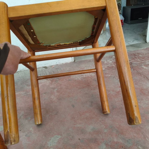 Set of 2 wooden stools used