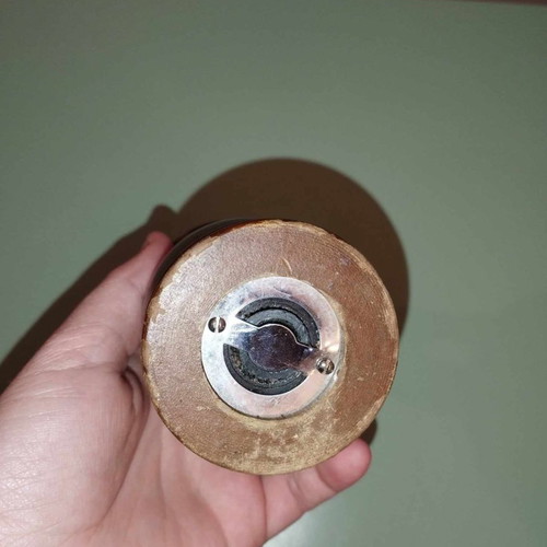 Vintage wooden spice grinder used