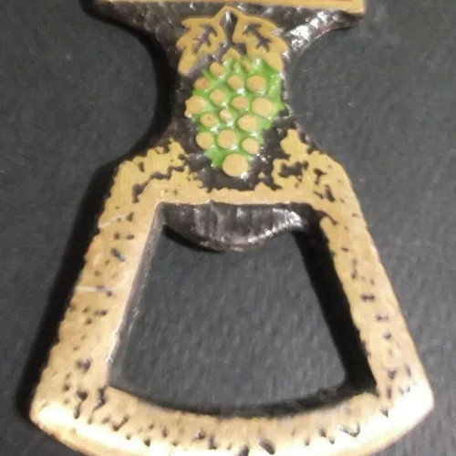 Vintage Israeli Bottle Opener brass with enamel used, 1960s