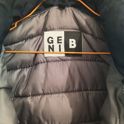 Genib sleeveless jacket medium used with hood and pockets gray blue