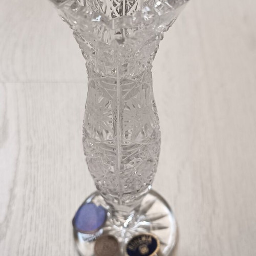 Bohemia Crystal authentic hand-cut tall crystal vase solifleur