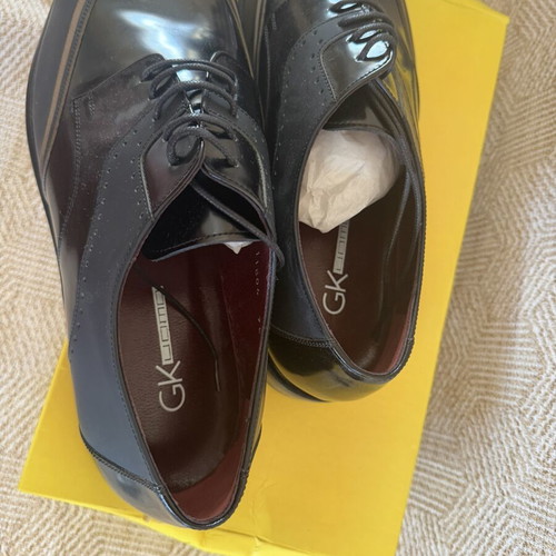 GK Uomo leather men's dress shoes size 45, black and brown
