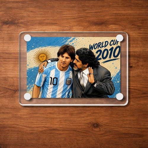 Acrylic World Cup Magnet Maradona Messi 2010 new