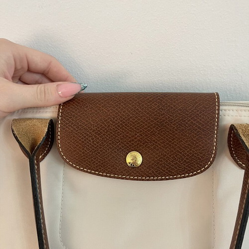 Longchamp shoulder bag used, white and beige