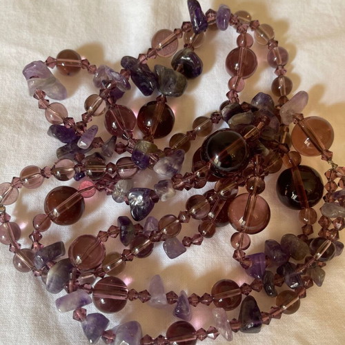 Amethyst large handmade vintage necklace like new, length 44 cm