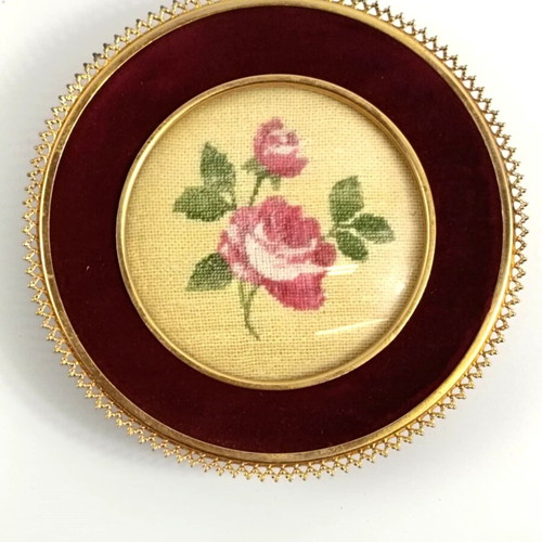 Handmade embroidered frames used, set of 2 with flowers