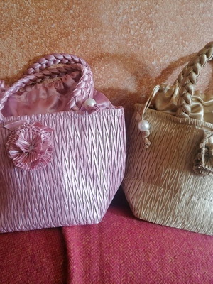 Evening bags new, set of 2, gold and pink