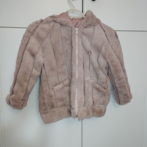 Pink faux fur jacket new for girls aged 6-8