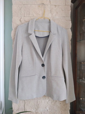 Autumn jacket Greek tailoring medium used, beige with blue details