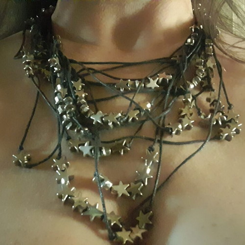 Boho Multi-layered Necklace with Metal Stars like new