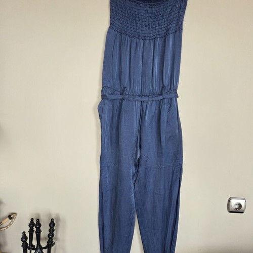 Satin jumpsuit used, blue, one size