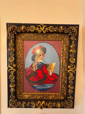 Gobelin embroidery textile painting like new, high quality 60x75 cm