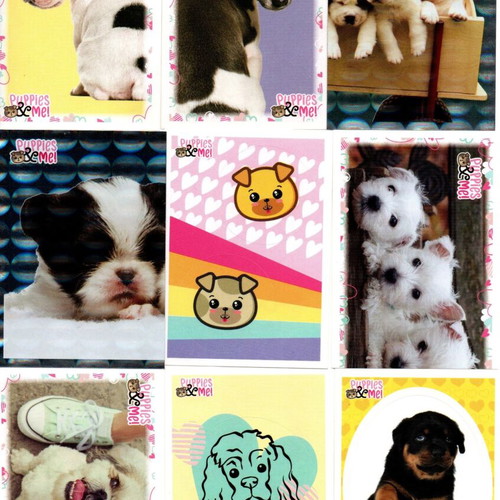 Panini Puppies & Me stickers new, set of 15 with 2 bonus cards