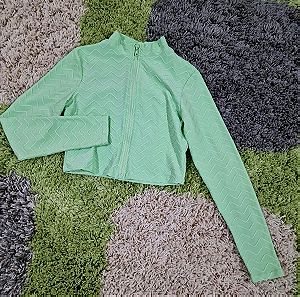 Asos Design London green lime zip crop blouse! Size S/M