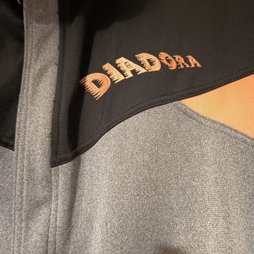Diadora tracksuit jacket and pants, XL, grey black salmon