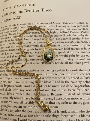 Handmade pendant necklace with detail from Van Gogh's Starry Night