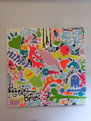 Πίνακας XL neon colors 100x100 σαν καινούργιος, αυθεντικός ακρυλικός σε καμβά
