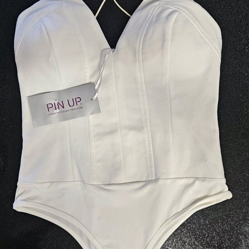 Bodysuit new small/medium white with padding and crisscross straps