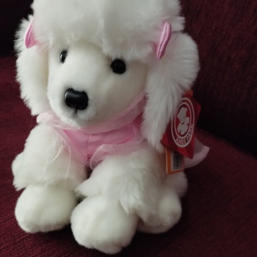 Anee Park Poodle Plush Dog White with Pink Dress like new