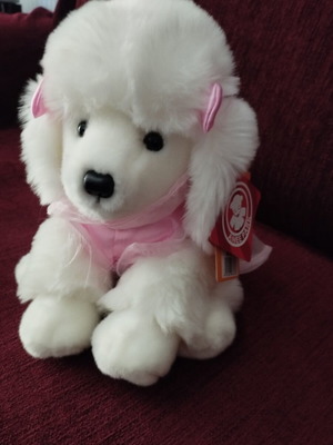 Anee Park Poodle Plush Dog White with Pink Dress like new