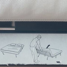 Folding sofa bed with cover used, dark gray and black