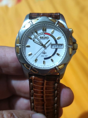Seiko SQ50 Kinetic ρολόι σαν καινούργιο με δερμάτινο λουράκι