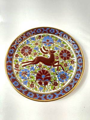 Collectible handmade enameled decorative wall plate Kerameikos like new