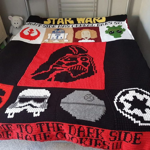 Handmade knitted Star Wars blanket 2.50x2.20 meters