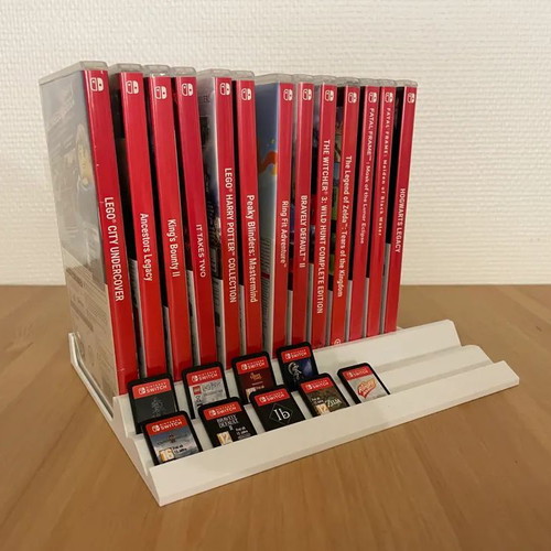 Switch game and cartridge holder for 16 games and 16 cartridges