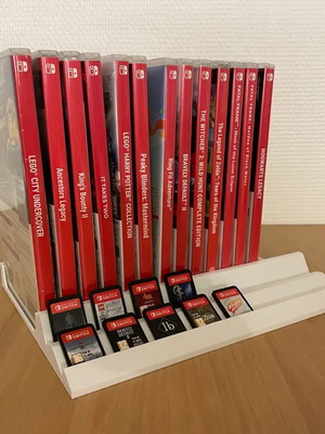 Switch game and cartridge holder for 16 games and 16 cartridges