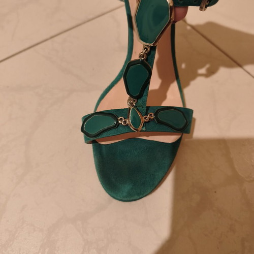 Manas Lea Foscati suede sandals like new, green, heel 10cm